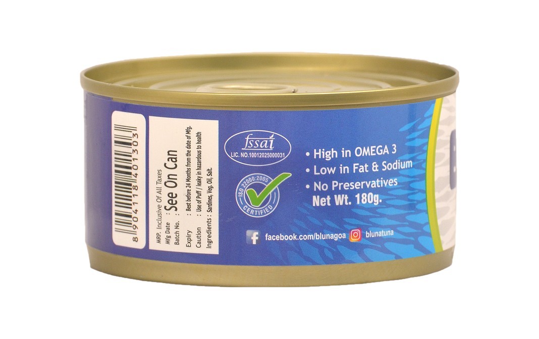 Bluna Sardines In Veg. Oil    Tin  180 grams